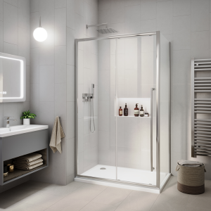 Arezzo 1000 x 800 Soft Closing Sliding Shower Door Enclosure   Chrome
