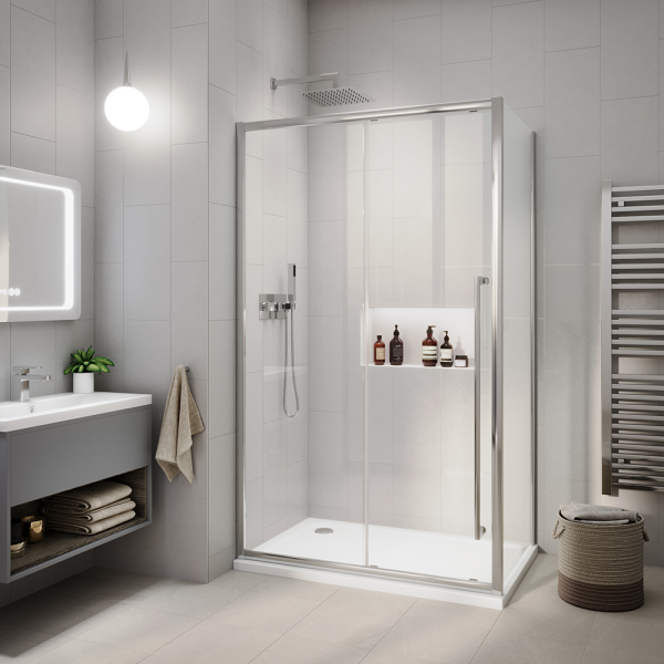 Arezzo 1000 x 800 Soft Closing Sliding Shower Door Enclosure   Chrome