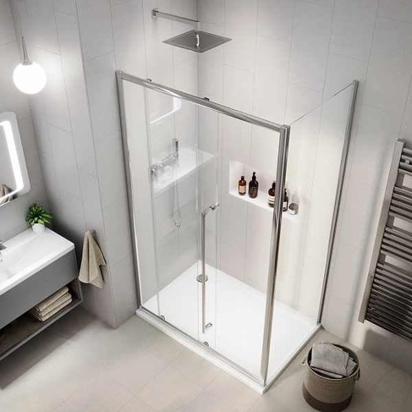 Arezzo 1000 x 800 Soft Closing Sliding Shower Door Enclosure   Chrome - Image 3