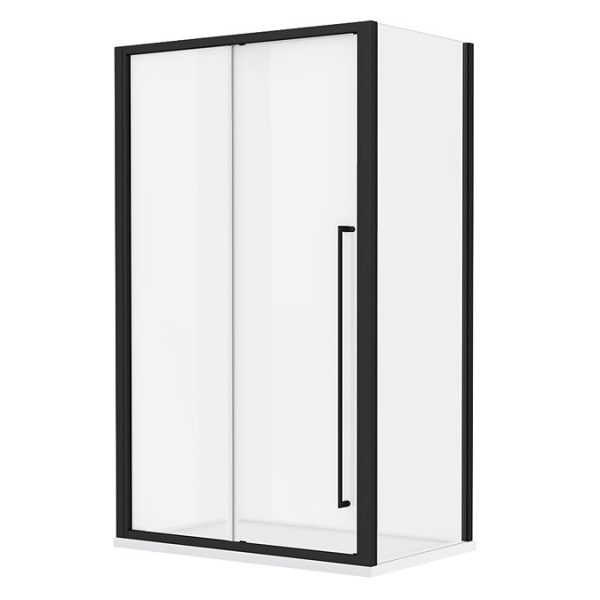 Arezzo 1200 x 800 Soft Closing Sliding Shower Door Enclosure   Matt Black - Image 2