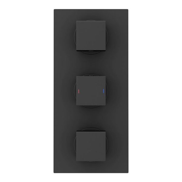 Arezzo Matt Black Square Triple Thermostatic Shower Pack with Flat Fixed Head + Handset - Image 6
