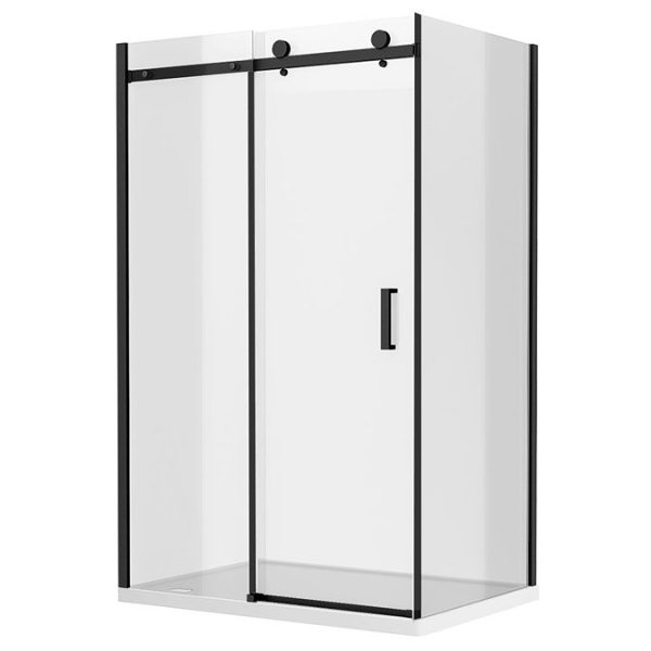 Arezzo Matt Black 1400 x 900 Frameless Sliding Door Shower Enclosure - Image 2
