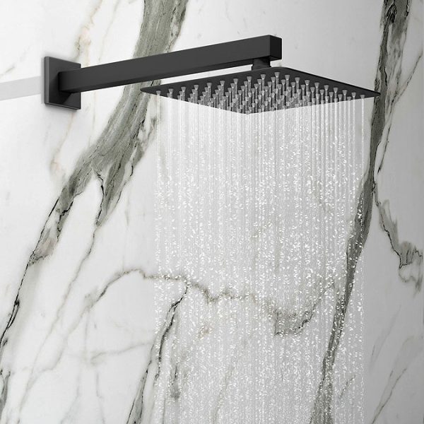 Arezzo Matt Black Shower Set (Fixed Shower Head + Waterfall Bath Filler) - Image 4