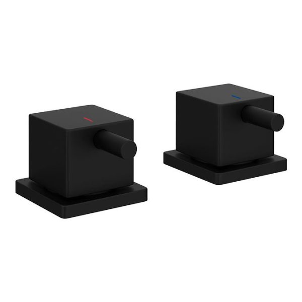 Arezzo Square Matt Black Deck Bath Side Valves with Freeflow Bath Filler - Image 4