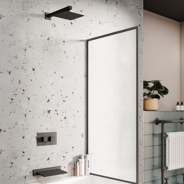 Arezzo Matt Black Slimline Waterfall Wall Mounted Bath Spout - Image 3