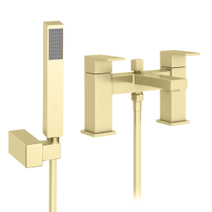 Arezzo Square Brushed Brass Bath Shower Mixer with Shower Kit