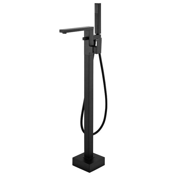 Arezzo Square Matt Black Floor Mounted Free standing Bath Shower Mixer - Image 3
