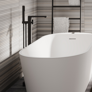 Arezzo Square Matt Black Floor Mounted Free standing Bath Shower Mixer