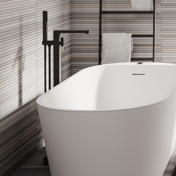 Arezzo Square Matt Black Floor Mounted Free standing Bath Shower Mixer