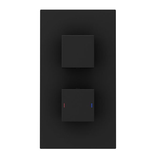 Arezzo Matt Black Square Shower System with Diverter, Fixed Shower Head + 4 Body Jets - Image 7