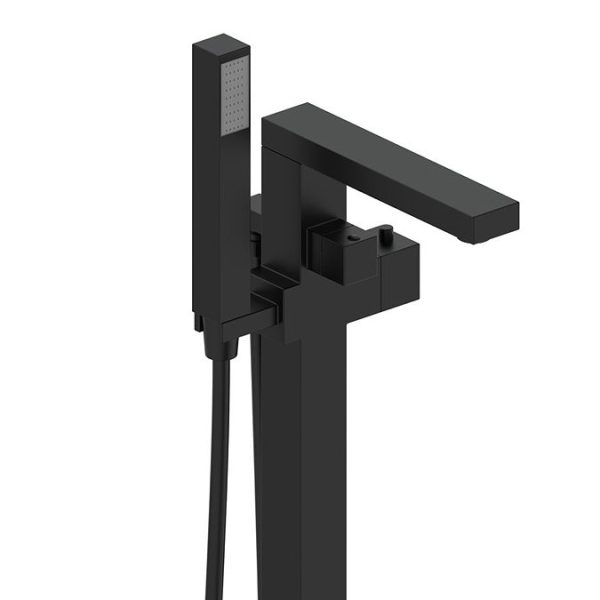 Arezzo Square Thermostatic Floor Mounted Freestanding Bath Shower Mixer Matt Black - Image 3