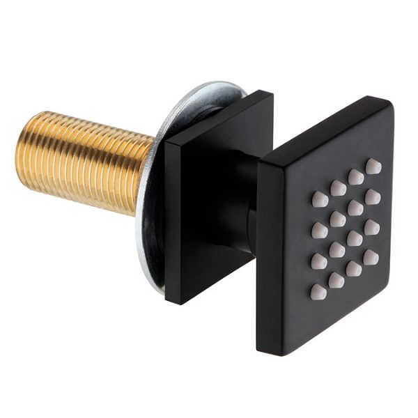 Arezzo Matt Black Square Concealed Triple Shower Valve with Fixed Head + 4 Body Jets - Image 6