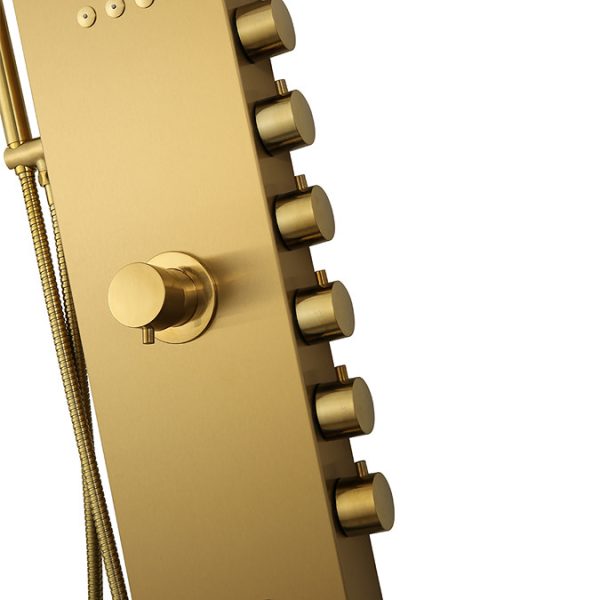 Arezzo Shower Tower Panel   Brushed Brass (Thermostatic) - Image 5