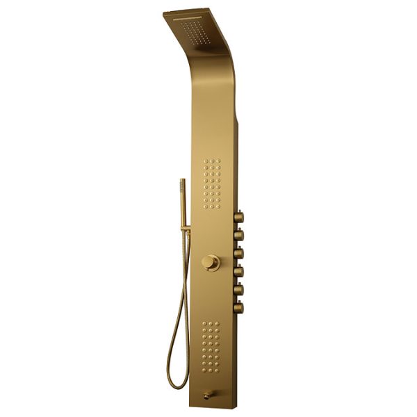 Arezzo Shower Tower Panel   Brushed Brass (Thermostatic) - Image 2