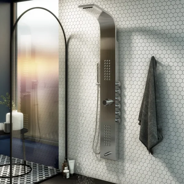 Arezzo Shower Tower Panel   Stainless Steel (Thermostatic)