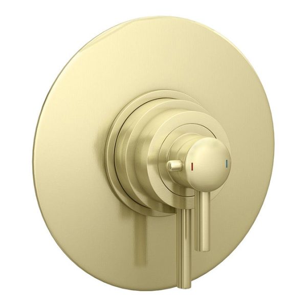 Arezzo Brushed Brass Round Concealed Dual Thermostatic Valve with 200mm Shower Head - Image 3