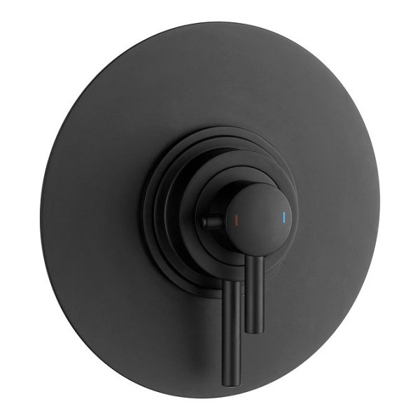 Arezzo Matt Black Round Concealed Dual Thermostatic Valve with 200mm Shower Head - Image 3