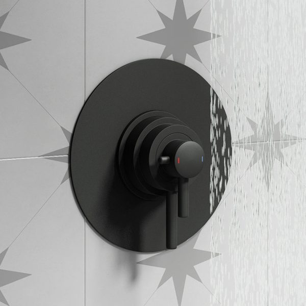 Arezzo Matt Black Round Concealed Dual Thermostatic Valve with 200mm Shower Head - Image 4