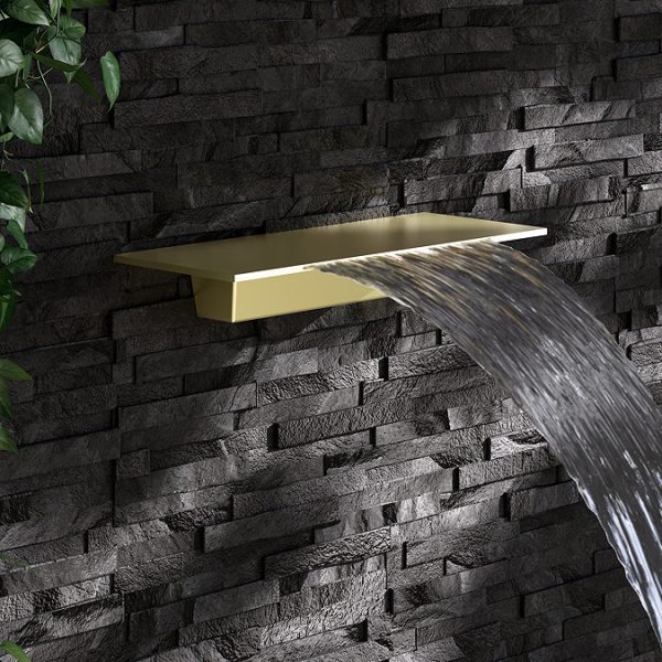 Arezzo Waterfall Shower Head with Concealed Shower Valve   Brushed Brass - Image 3