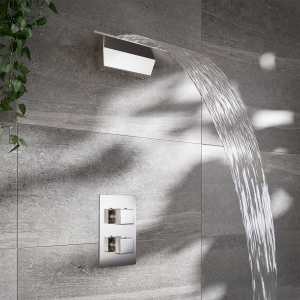 Arezzo Waterfall Shower Head with Concealed Shower Valve   Chrome