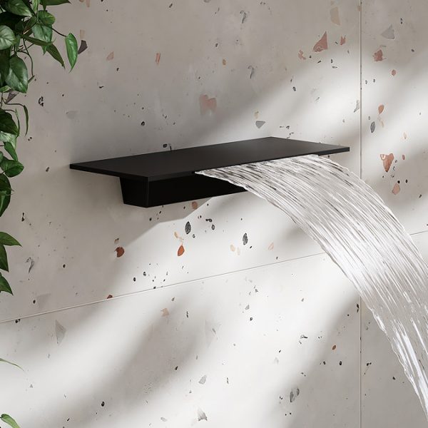 Arezzo Waterfall Shower Head with Concealed Shower Valve   Matt Black - Image 3