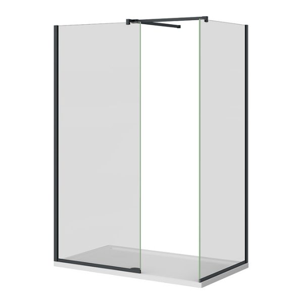 Arezzo Matt Black 10mm Glass 1400 x 800 Wet Room (with Screen, Side Panel + Tray) - Image 5