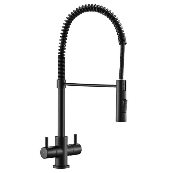 Bower Matt Black Twin Handle Flexi Spray Kitchen Tap - Image 2