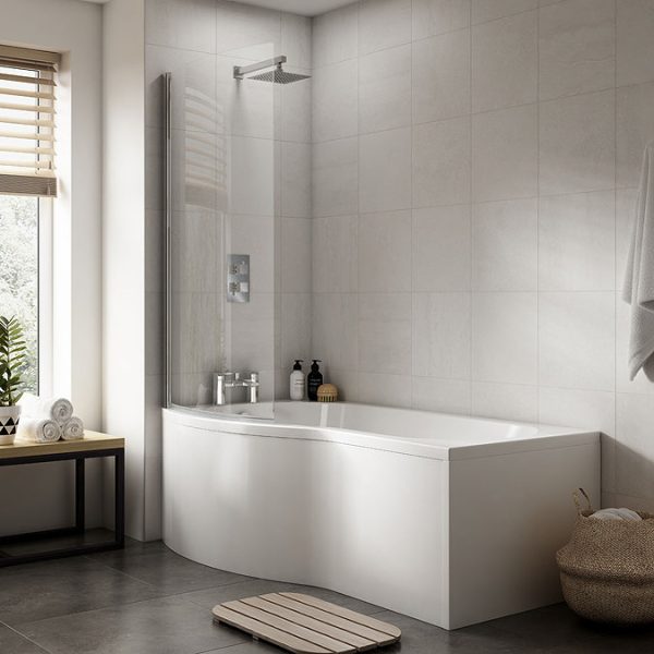 Cruze B Shaped Shower Bath   1700mm with Screen & Panel - Image 4