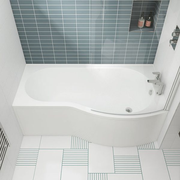 Cruze B Shaped Shower Bath   1700mm with Screen & Panel - Image 5