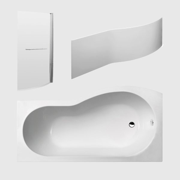 Cruze B Shaped Shower Bath   1700mm incl. Screen with Rail & Panel - Image 4