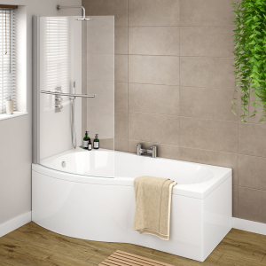 Cruze B Shaped Shower Bath   1700mm incl. Screen with Rail & Panel