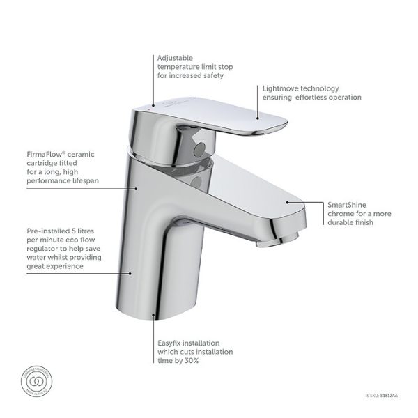 Ideal Standard Ceraflex Single Lever Basin Mixer - Image 3