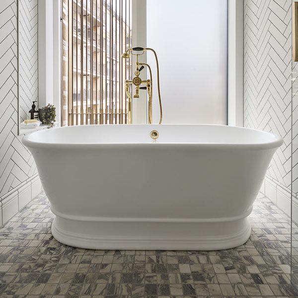 BC Designs Bampton Double Ended Freestanding Bath 1555 x 740mm   Polished White - Image 3