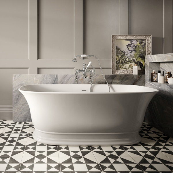 BC Designs Bampton Double Ended Freestanding Bath 1555 x 740mm   Polished White