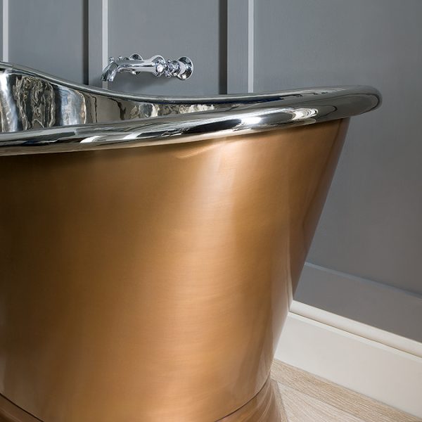 BC Designs 1500mm Antique Copper / Nickel Inner Double Ended Freestanding Bath - Image 3