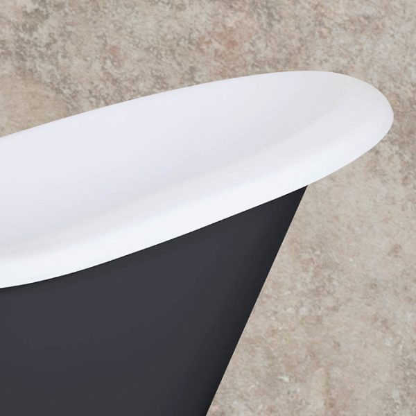 Hurlingham Byron Small 2TH Cast Iron Roll Top Bath (1560x765mm) with Feet - Image 3