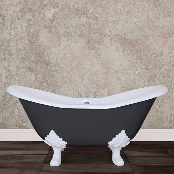 Hurlingham Byron Small 2TH Cast Iron Roll Top Bath (1560x765mm) with Feet - Image 5