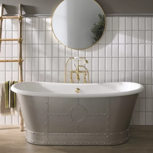 BC Designs Industrialé 1730mm Boat Bath   White / Silver