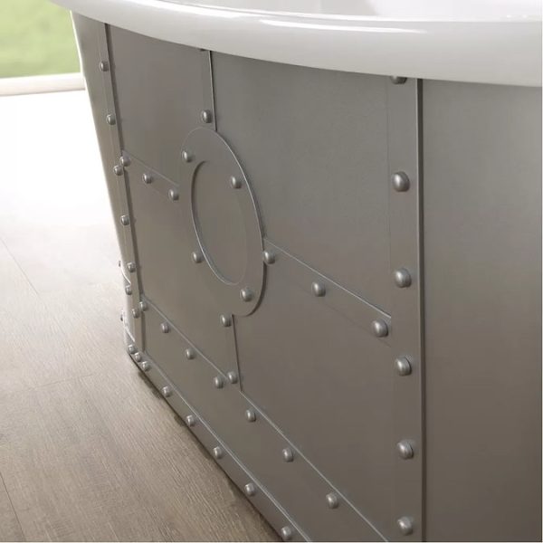 BC Designs Industrialé 1730mm Boat Bath   White / Silver - Image 4