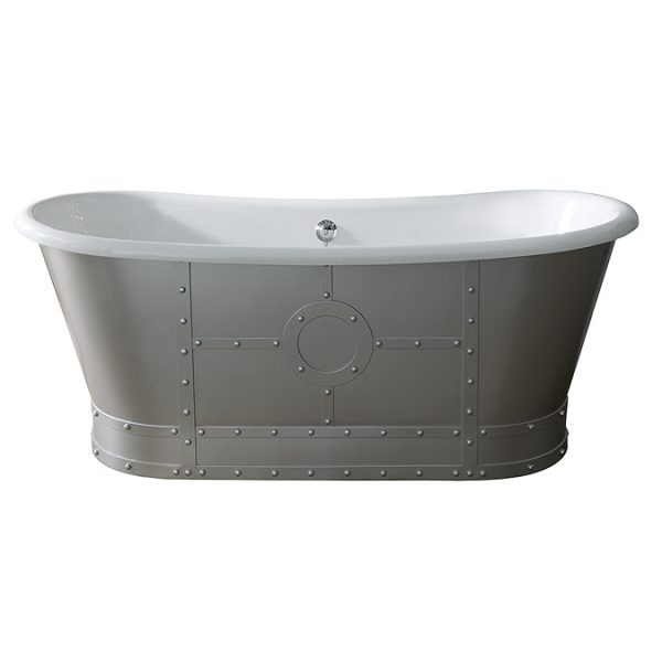 BC Designs Industrialé 1730mm Boat Bath   White / Silver - Image 2