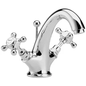 Bayswater White Crosshead Mono Basin Mixer + Pop Up Waste