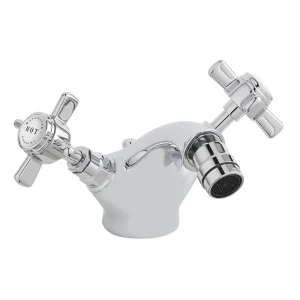Bayswater White Crosshead Mono Bidet Mixer + Pop Up Waste
