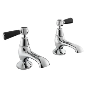 Bayswater Black Lever Domed Collar Traditional Bath Taps