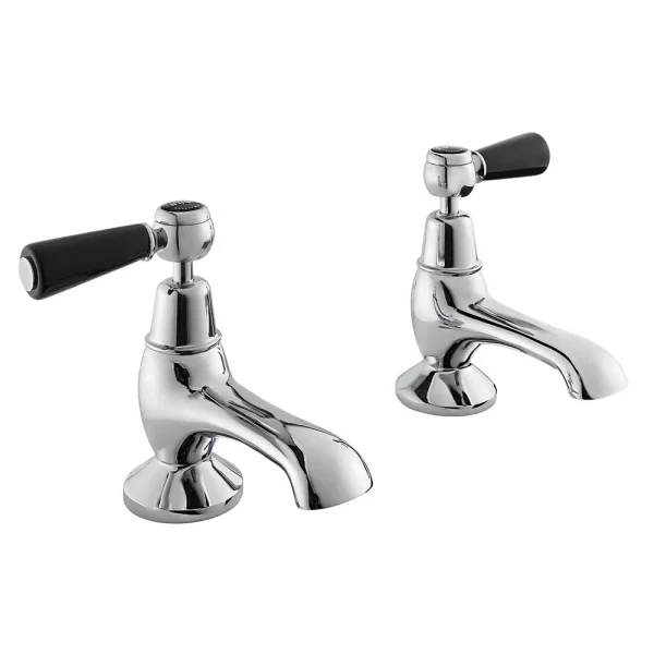 Bayswater Black Lever Domed Collar Traditional Bath Taps