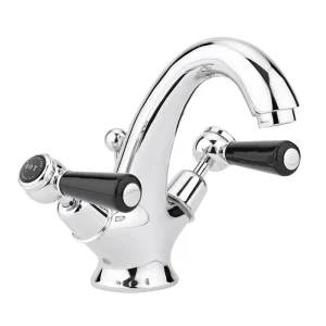Bayswater Black Lever Domed Collar Mono Basin Mixer + Pop Up Waste