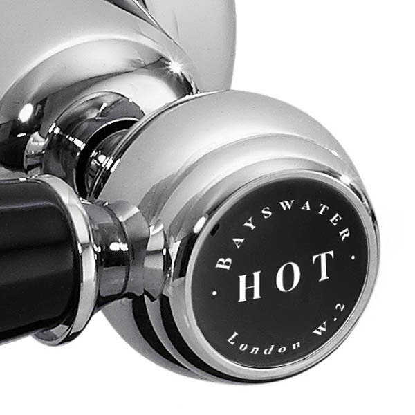 Bayswater Black Lever Domed Collar 3 Tap Hole Deck Basin Mixer + Pop Up Waste - Image 2