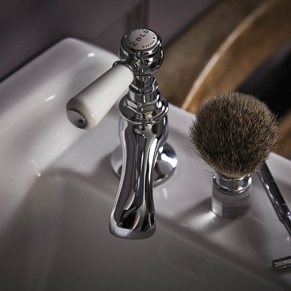 Bayswater White Lever Traditional Basin Taps - Image 2