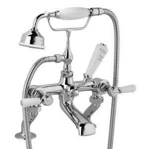Bayswater White Lever Deck Mounted Bath Shower Mixer