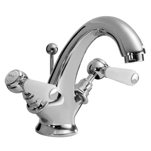 Bayswater White Lever Mono Basin Mixer + Pop Up Waste