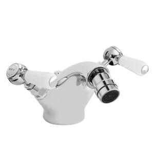 Bayswater White Lever Mono Bidet Mixer + Pop Up Waste